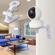 1pc/2pcs Wall-Mounted Camera Bracket, Suitable For Indoor Wireless Network Security Camera Hanging Wall-Mounted Support Base, Camera Bracket No Nail Wall-Mounted Camera Security Fixed Frame Adhesive Base Screws, Suitable For Dome Camera Bracket Monitoring CCTV
