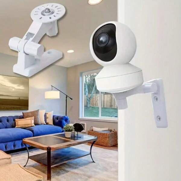 1pc/2pcs Wall-Mounted Camera Bracket, Suitable For Indoor Wireless Network Security Camera Hanging Wall-Mounted Support Base, Camera Bracket No Nail Wall-Mounted Camera Security Fixed Frame Adhesive Base Screws, Suitable For Dome Camera Bracket Monitoring CCTV