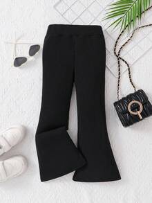 2pcs Tween Girl Letter A Print Short Sleeve T-Shirt And Flare Pants Set, Soft And Machine Washable, Spring/Summer - Apricot - View 4