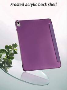 1pc Solid Color Tri-Fold Purple Letter & Butterfly Painted Flat Tablet Case With Kickstand, PC Hard Back Cover, Thin & Lightweight, Magnetic Sleep/Wake, Compatible With IPad Mini4/Mini5/Mini6/Mini7/Air1/Air2/9.7/10.2/10.5/Air4/Air5/10.9/Pro11/10th/Air 11-In.(M2)-2024/Pro 11-In.(M4)-2024/IPad Air 11-Inch (M3) 2025/IPad (A16) 11 Inch 11th Generation 2025, Does Not Include Stylus