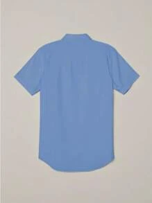 新款时尚男士性感衬衫和短裤套装，时尚成熟粉色衬衫，轻盈夏季上衣和短裤，弹性面料，适合度假、日常穿着、夏季旅行 - 薄荷藍 - 查看 4