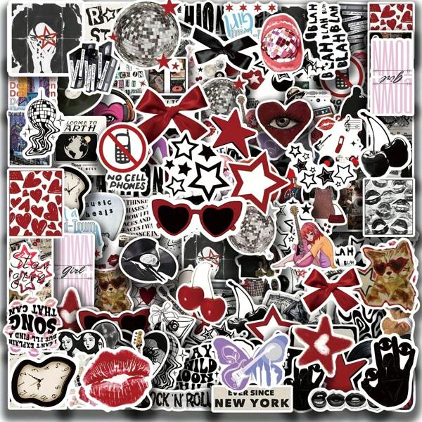 100 piezas Estética del estilo Y2K de chicas del centro urbano Serie de pegatinas de graffiti, adecuada para botellas de agua, portátiles, teléfonos, monopatines, guitarras, maletas, álbumes de recortes, cascos, decoración de suministros para fiestas, útiles escolares, de vuelta a la escuela