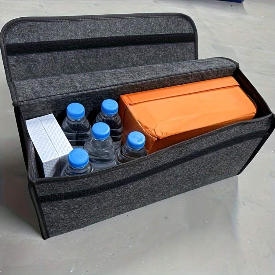 1 件汽车后备箱整理盒，多隔层折叠储物袋，带人体工程学手柄 - 耐用内饰配件，适用于 SUV、轿车、卡车