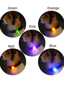 1 件 LED 宠物手电筒吊坠项圈，防水狗项圈灯，适合户外散步，硅胶 LED 狗项圈狗牌灯，适合夜间装饰，含电池