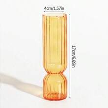 1pc Transparent Striped Glass Vase, Hydroponic Plant Pot, Wedding Party Flower Arrangement Container, Modern Minimalist Home & Office Desk Decor