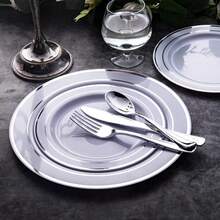 160 Pieces Silver Plastic Silverware - Silver Disposable Silverware - Plastic Silverware Heavy Duty - 80 Forks 40 Knives 40 Spoons - Disposable Silver Cutlery Perfect For Wedding/Party,9001080 - 銀色 - 查看 7