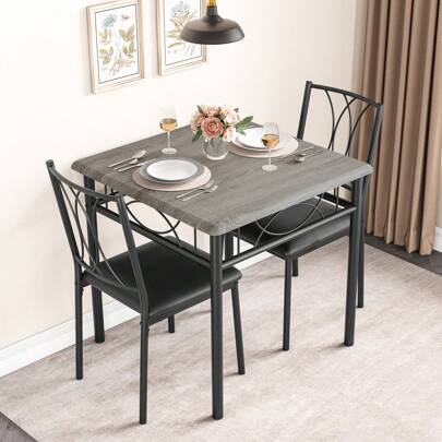 Techigher Dining Table Set For 2 With Upholstered Chairs Kitchen Small Table And Chairs Set Of 2 Square Dinette Set 3 Piece Kitchen & Dining Room Sets