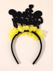 1pc Cute Bee Headband For Girls Gold Glitter Happy Bee Hairband Yellow Mesh Flower Bee Head Band Adorable Bee Insect Headwear Sparkling Vacation Party Hair Band Teens Hair Accessories