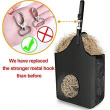 Hay Bag Hanging Goat Feeder Tote Premium Oxford Cloth With Metal Ring And Adjustable Strap For Horses Donkeys Cows Alpacas Ostriches Or Other Animals Black - black-1 - View 3