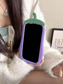 Funda de teléfono divertida, funda de teléfono fea, funda de teléfono con cara sonriente de berenjena de dibujos animados linda, compatible con iPhone 16/15/14/13/12/11