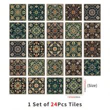 24PCS- Nordic Home Tile, Self-Adhesive Wall Stickers, Kitchen Bathroom Bedroom Living Room Dining Room, Waterproof, Oil And Moisture Proof, Decorative Tile Stickers, Wall Renovation Floor Stickers For Home Decor