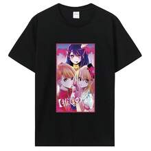 COOL SUMMER Oshi No Ko Anime Print Women T-Shirt Cute Ai Ruby And Aqua Short Sleeve T Shirt Female Kawaii Casual 2025 Summer Y2k Clothes Top - 黑色 - 查看 1