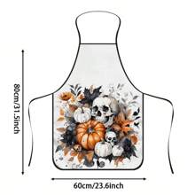 1pc Halloween Witch Cauldron Print Apron, Durable Polyester Material, Suitable For Cooking, Barbecue, Gardening, Painting, Manicure, Unisex, Indoor And Outdoor Use