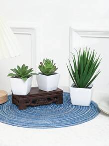 Conjunto de 3 macetas con suculentas simuladas, combinación de verde y rosa, plantas artificiales miniatura falsas para jardín, escritorio, habitación, ventana, regalo de inauguración de casa, decoración de arte, decoración de oficina, boda