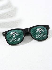 一副中东沙特阿拉伯“我爱沙特”贴纸时尚派对眼镜 - 黑色 - 查看 6