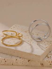 1 chiếc nhẫn may mắn hình chữ V bằng thép không gỉ cho nam/nữ - Chuỗi đơn giản - Xem 11