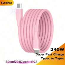 Syreinza Cable de charging USB C a USBC, 6 pies 240W6A, utilizado para charming de teléfonos y tabletas Apple, adecuado para la serie I 16 16/15, apto para series, apropiado para serie y iPad Pro, Air5, apto como MacBook Air
