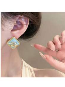 1 par de pendientes únicos de temperamento Unique Asymmetrical - Joyería de declaración de alta calidad para mujeres