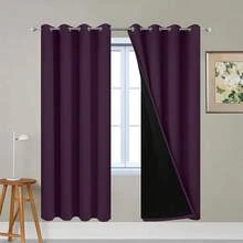 % Blackout Curtains 84 Inches Long, 2 Thick Layers Heat And Light Blocking Soft Thermal Insulated Drapes Bedroom,, 2 Panels (52 Wide Each) - Home Decor - Purple - View 1