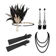 20 世纪 20 年代婚礼/派对头饰套装，包括头带、仿珍珠项链、手套、复古锌合金配饰，适合万圣节舞会