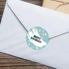 500 张生日快乐主题贴纸，谢谢密封标签，1 英寸圆形，适用于剪贴簿、派对用品和礼品装饰 - 自粘、一次性、圆形、光面、卷起、剪贴簿、用于学校用品、返校 - 生日貼紙1卷500貼 - 查看 2