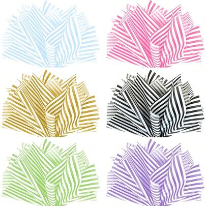 20 张浅蓝色细条纹印花礼品包装纸薄纸金色条纹包装纸薄纸黑色条纹包装纸薄纸粉色条纹包装纸薄纸散装，14 英寸 X 20 英寸，条纹纸薄纸适用于礼品袋、婴儿洗礼、生日、婚礼万圣节派对万圣节礼品包装圣诞派对圣诞礼品包装包装