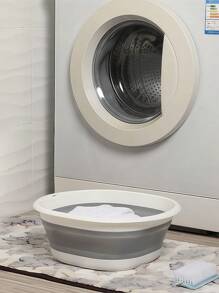 1/3PCS 折叠洗衣桶，节省空间的水槽盆，耐用塑料，便携式折叠洗脸盆，适合家庭、宿舍和露营 - 现代椭圆形设计，易于存放和清洁，便携式洗衣盆，节日礼物，返校用品。 - 灰色 - 查看 2