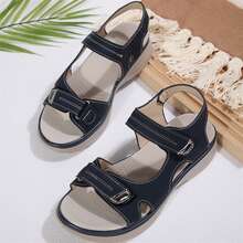 Women Flat Comfortable Sandals Open Toe Summer Adjustable Fashion Dress - 藍色 - 查看 6