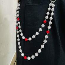 1pc Fashion Street Hip Hop Pants Chain, Handmade With Rhinestone Crystal Ball Waist Chain, Suitable For Men And Women Daily Wear Halloween Accessories Punk