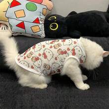 1pc Sanrio Hello Kitty Cat & Dog T-Shirt, Warm Pet Clothing Suitable For Small To Medium Dogs And Cats, Pet Vest (Pattern Position Is Random)