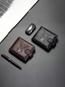 1 szt. Stylowy i praktyczny portfel męski z wieloma funkcjami i przegródkami na karty, wyposażony w osłonięty uchwyt na karty płatnicze, odpowiedni dla chłopaków i mężów polujących na jelenie. Prezenty świąteczne dla mojego chłopaka i męża polujących na jelenie, na Dzień Ojca, prezenty na Walentynki