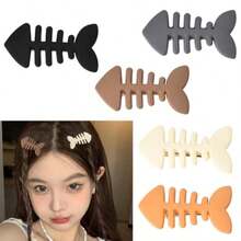 Fish Bone Hair Clips Cute Fish Shaped Hair Barrettes For Women Girls Geometric Hairpins For Short Long Hair Accessories Fishbone Alligator Hair Clips For Teen Girls 5 PCS - BlackWhite - View 1