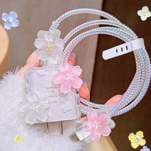 玫瑰、蝴蝶/星星/心形/环氧树脂保护壳，兼容苹果18-20W充电器，防止损坏 - 4波浪殼-粉花 - 查看 5