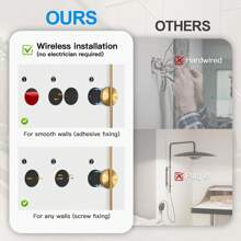 50厘米可充电壁灯，金色/黑色，带遥控器，可调光，磁性安装，适用于卧室、书房、客厅和楼梯间，安装简便