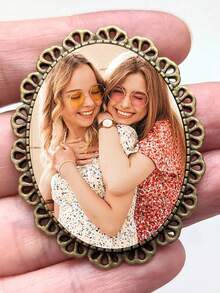 1/2Pcs Personalized Customized Photo Bow Brooch, Dial Can Be Opened And Closed, Butterfly Shaped, Made Of Metal Material With Full Texture, Fashionable And Unique, Personalized And Beautiful, Retro Elegant, Luxurious And Warm - Multicolor - View 7