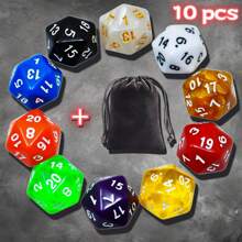 D-N-D 多面骰子（100 个）带骰子袋，兼容 D&D RPG MTG 角色扮演桌面游戏（D20 骰子，10 种颜色 - 100 个） - 彩色 - 查看 13