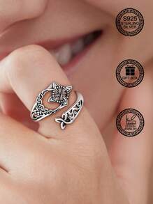 1 件 S925 纯银凯尔特结新月巫婆结戒指，女士珠宝，适合日常装饰、复活节装饰、音乐节装饰、复活节礼物、圣诞节礼物、婚礼礼物，附赠礼品盒 - 星月圖案 - 查看 9