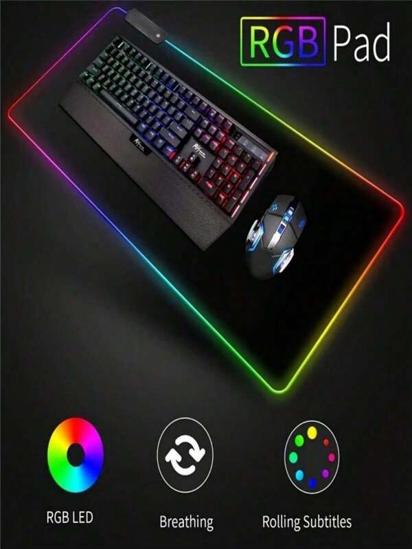 RGB Gaming Mouse Pad, Desk Mat, Soft LED Mouse Pad, Anti-Slip Rubber Base, Computer Keyboard Mousepad Mat, Gaming Equipment
