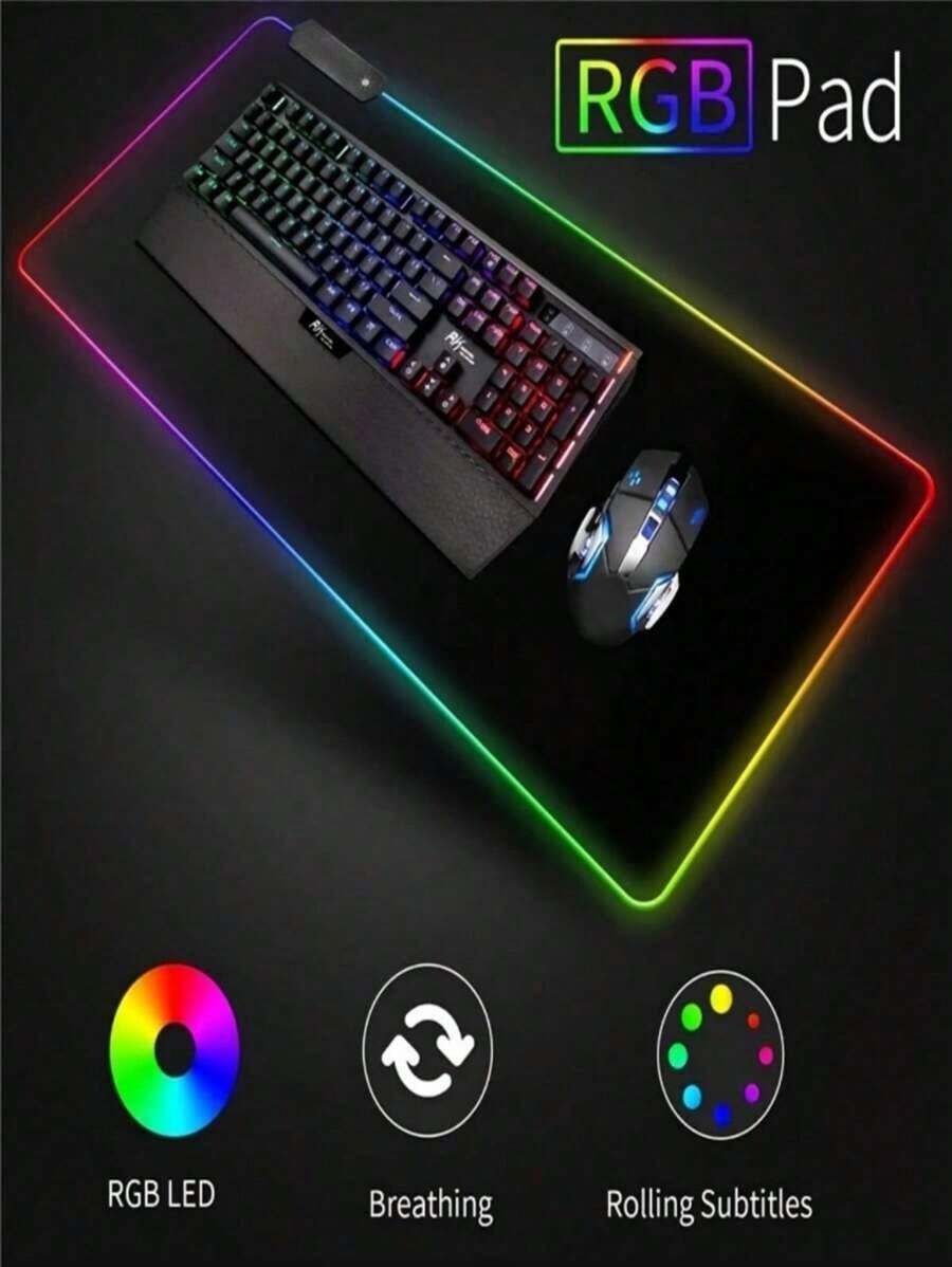 RGB Gaming Mouse Pad, Desk Mat, Soft LED Mouse Pad, Anti-Slip Rubber Base, Computer Keyboard Mousepad Mat, Gaming Equipment