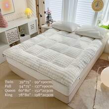 Oaskys Cute Soft Mattress Topper - Comfort Breathable Fiber Filling Folding Roll Up Mattress Sleeping Pad, 6-8cm Warm Thickness Quilted Mattress Topper For Sleeping