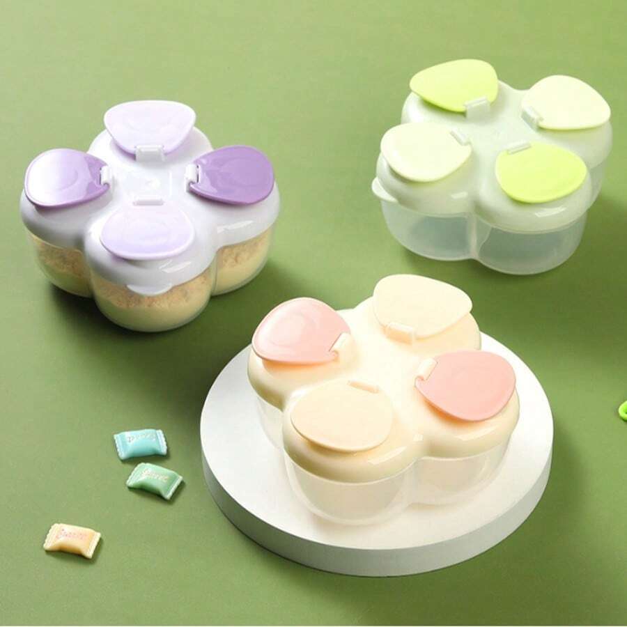 4-Compartment Portable Baby Milk Powder Box, Newborn Infant Formula Dispenser Container For Outdoor Use - Multicolor - View 1