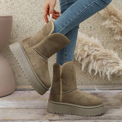 Women's Winter Mid-Calf Boots, Warm Lining, Flat Heel, Snow Boots, Classic Warm Winter Shoes