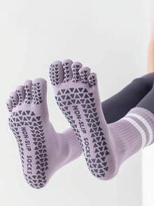 1/3/6 đôi tất tập yoga chuyên nghiệp nhiều màu cho nữ, tất đi sàn silicon chống trượt, tất cổ chân trong nhà dành cho tập Pilates, thể dục, tất thể thao ống dài mùa xuân/hè, tất ngón chân - Nhiều màu - Xem 6