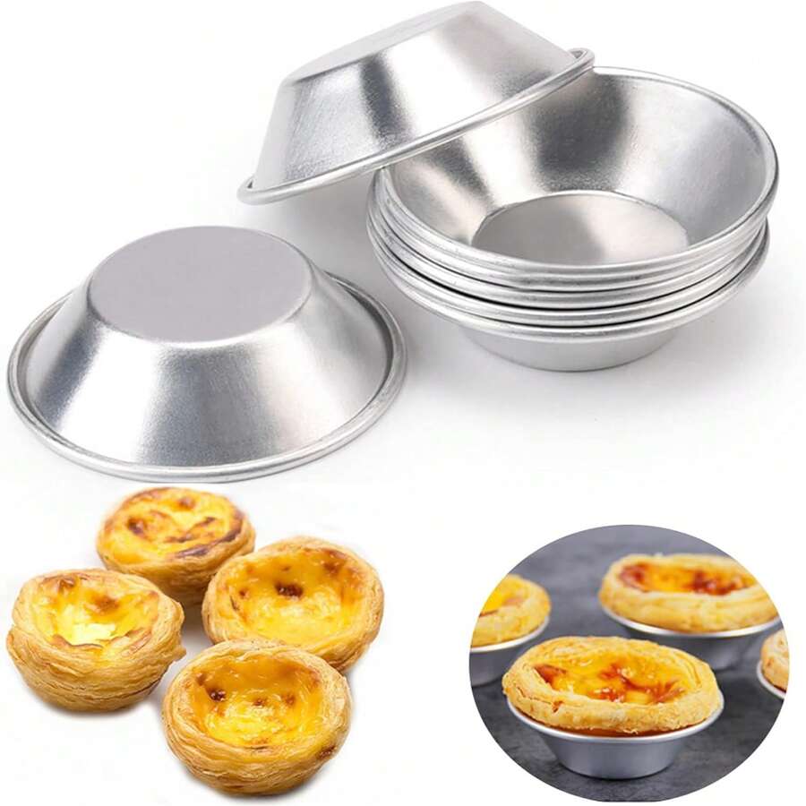 Aluminum Egg Tart Molds, Dessert Mold Pans, Nonstick Reusable - Multicolor - View 1