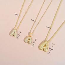 J&C DIY IMAGE 14K Gold Plated Bubble Letter Necklace, Balloon Initial Pave CZ Pendant Necklace,Dainty Jewelry Gift For Women Lovers. - Gold - View 8