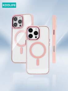 Koolife 1 Ốp lưng bảo vệ từ tính TPU + PC chống sốc dày tương thích với Apple 17 ProMax/17/17 Pro/17 Air/16/16 Pro/16 Plus/16 ProMax 11/12/13/14/15 ProMax - Bảo vệ tối ưu, Chất liệu trong suốt giữ nguyên màu sắc ban đầu của thiết bị - Hồng - Xem 2