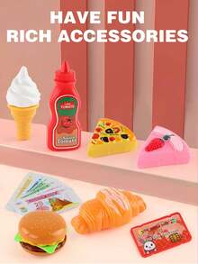 互动超市收银玩具，迷你模拟收银机游戏套装，含游戏币及配件，角色扮演游戏套装，扫描仪，声光效果。益智角色扮演游戏，节日礼物，生日礼物，儿童超市，超市收银机，迷你超市，奶油蛋糕，冰淇淋甜点 - 彩色 - 查看 7