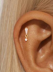 1 buc cercei din argint sterlin 925 cu model stea și lună pentru femei, cu spate plat, Helix, cartilaj, cadou pentru sezonul școlar, pentru petrecerea ei de nuntă, bijuterii fine