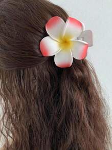 1pc Women's Resin Ombre Hibiscus Flower Large Hair Claw Clip, Elegant Bohemian Style Beach Travel Outfit Accessory, Unique Design Versatile Hair Clip For Daily Wear Hair Accessories Autumn Accessories