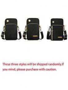 1个花卉字母印花迷你斜挎手机包，零钱包，邮差包，迷你休闲斜挎手机袋，带耳机孔，便携式斜挎包，运动臂带和腕带，带拉链口袋，适合时尚白领、大学生、商务人士、通勤族、办公室使用，是送给妈妈、爱人、朋友的绝佳礼物